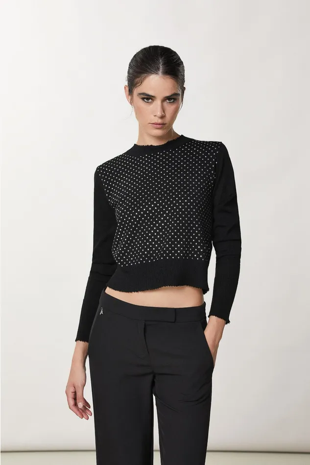 Sweaters Women Patrizia Pepe Studded Sweater Nero