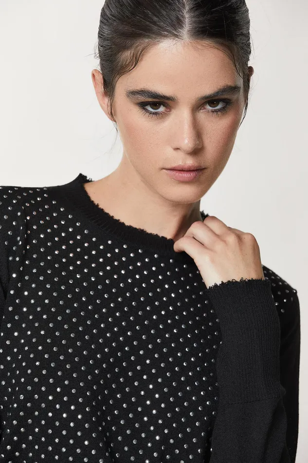 Sweaters Women Patrizia Pepe Studded Sweater Nero