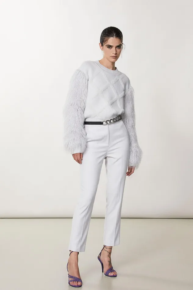 Sweaters Women Patrizia Pepe Sweater With Fluffy Sleeves Eldorado White
