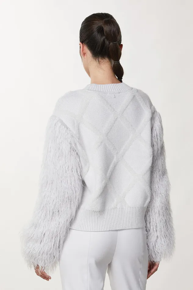 Sweaters Women Patrizia Pepe Sweater With Fluffy Sleeves Eldorado White