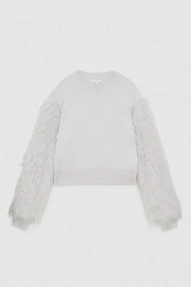 Sweaters Women Patrizia Pepe Sweater With Fluffy Sleeves Eldorado White