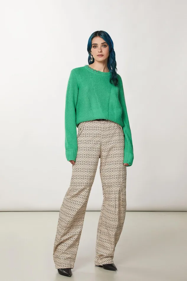 Sweaters Women Patrizia Pepe Sweater With Piercing Vibrant Green
