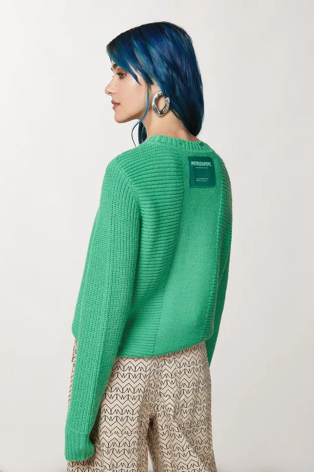Sweaters Women Patrizia Pepe Sweater With Piercing Vibrant Green