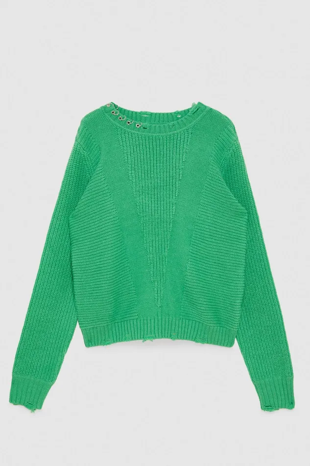 Sweaters Women Patrizia Pepe Sweater With Piercing Vibrant Green