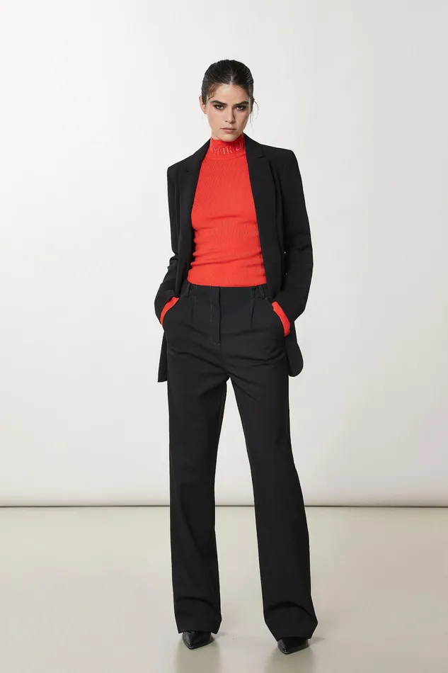 Sweaters Women Patrizia Pepe Turtleneck With Logo Intense Orange