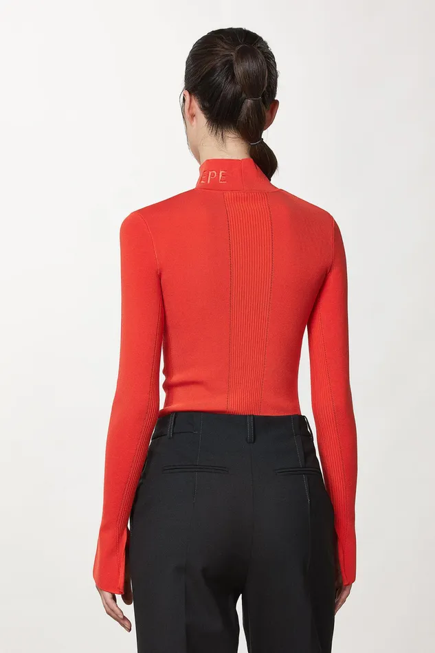 Sweaters Women Patrizia Pepe Turtleneck With Logo Intense Orange