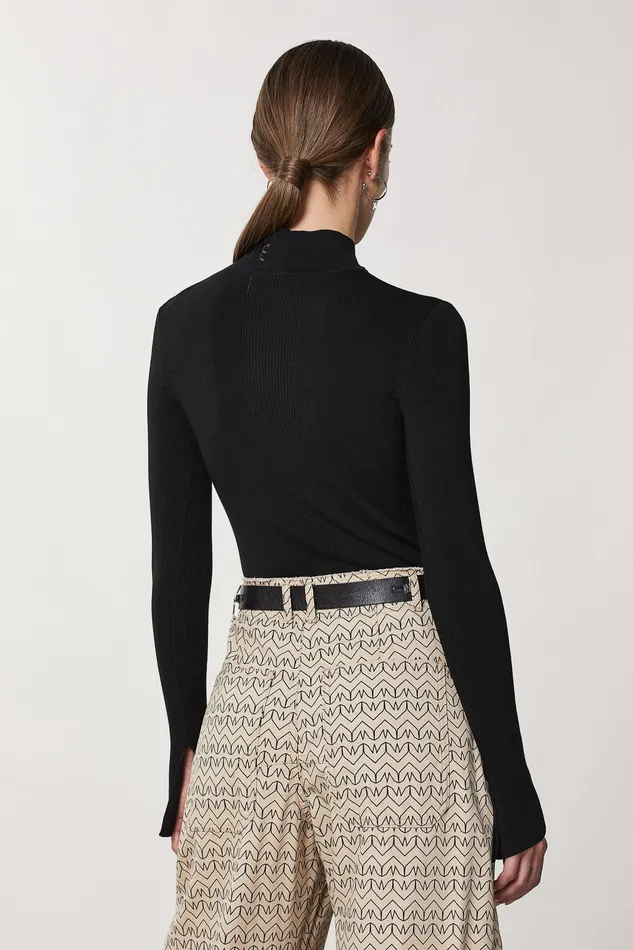 Sweaters Women Patrizia Pepe Turtleneck With Logo Nero