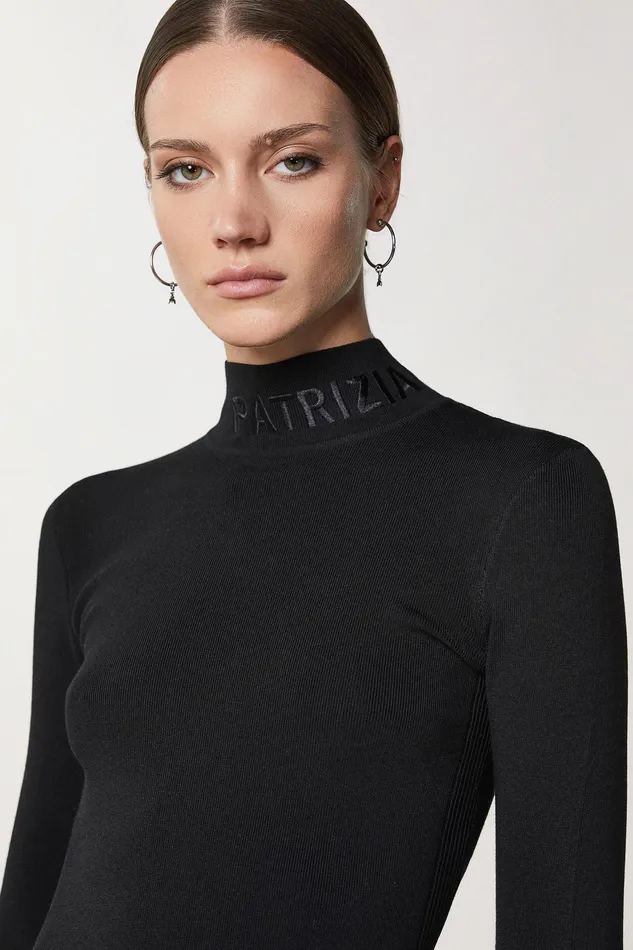 Sweaters Women Patrizia Pepe Turtleneck With Logo Nero