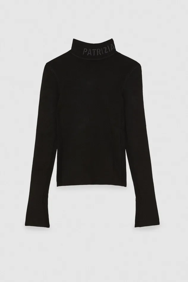 Sweaters Women Patrizia Pepe Turtleneck With Logo Nero