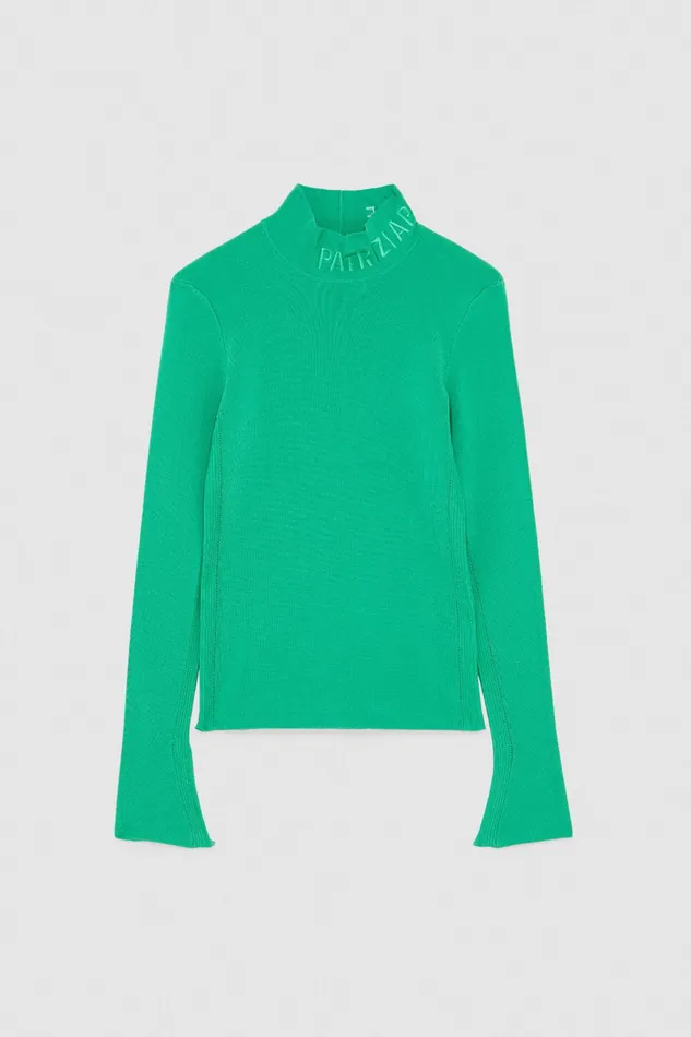 Sweaters Women Patrizia Pepe Turtleneck With Logo Vibrant Green