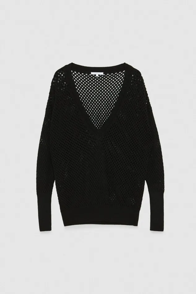 Sweaters Women Patrizia Pepe Viscose Mesh Sweater Nero