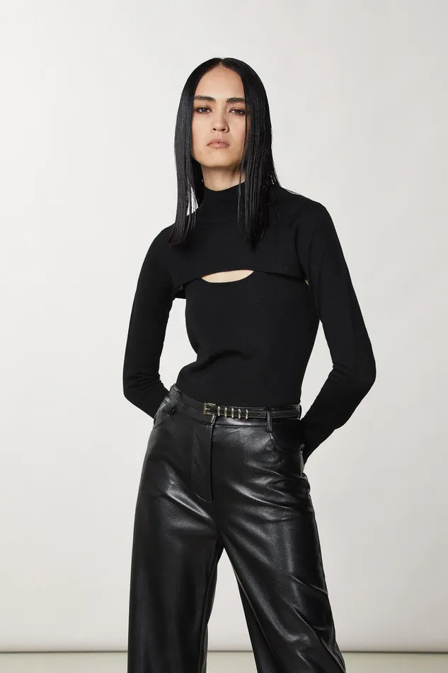 Sweaters Women Patrizia Pepe Wool Shrug Nero