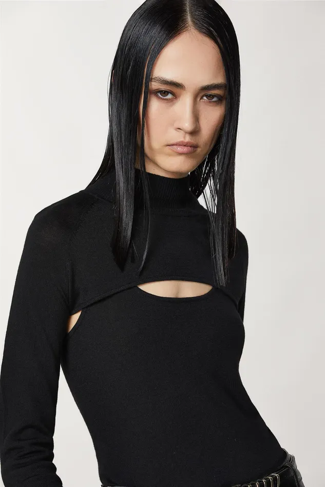 Sweaters Women Patrizia Pepe Wool Shrug Nero