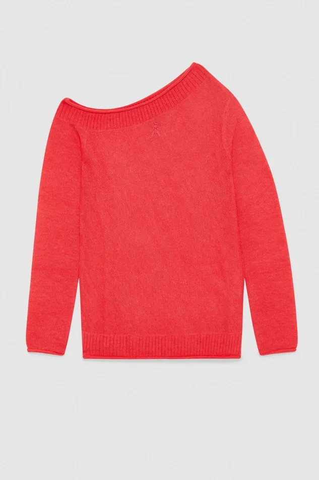 Sweaters Women Patrizia Pepe Wool Sweater With Wide Neckline Hybrid Rose
