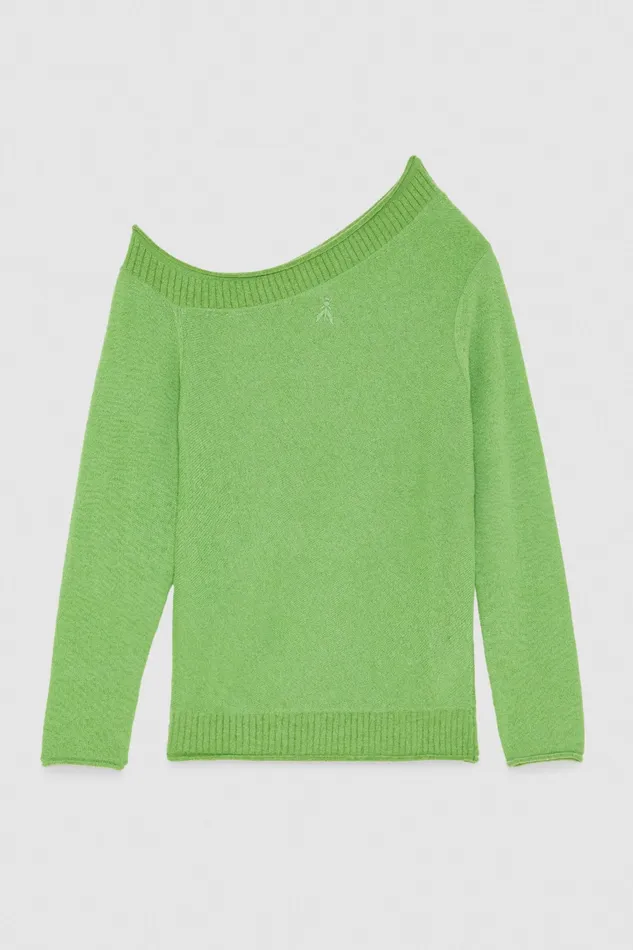 Sweaters Women Patrizia Pepe Wool Sweater With Wide Neckline Kiwi Green