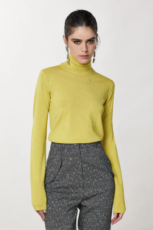 Sweaters Women Patrizia Pepe Wool Turtleneck Sweater Energy Yellow