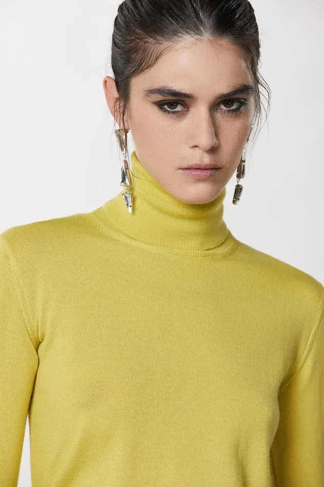 Sweaters Women Patrizia Pepe Wool Turtleneck Sweater Energy Yellow