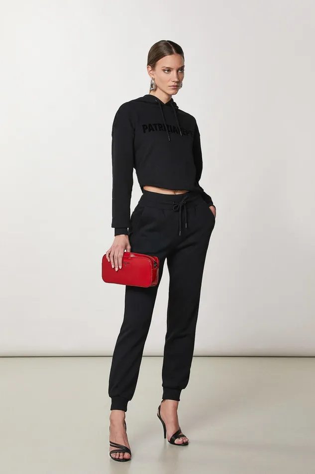 Sweatshirts Women Patrizia Pepe Sweatshirt With Hood And Logo Nero