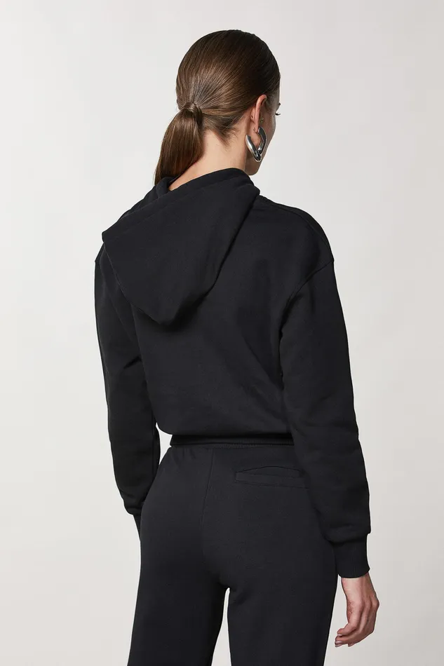 Sweatshirts Women Patrizia Pepe Sweatshirt With Hood And Logo Nero