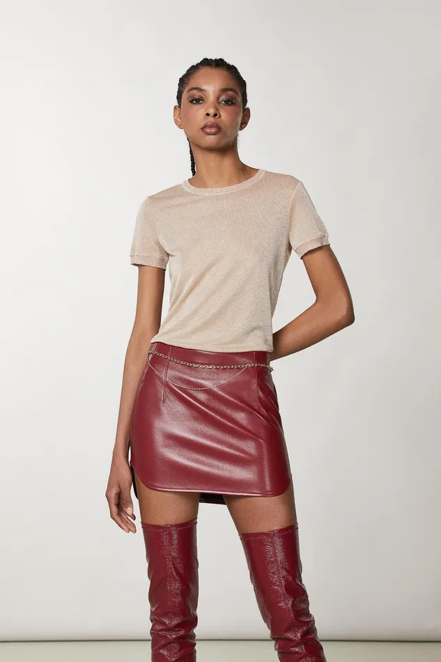 TShirts Women Patrizia Pepe Lurex ShortSleeved TShirt Astral Blush Lurex