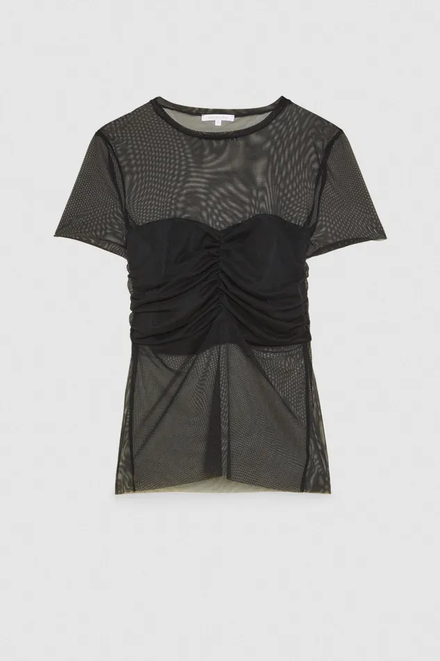 TShirts Women Patrizia Pepe Slim TShirt In Stretch Tulle Nero