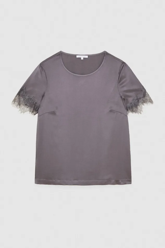 TShirts Women Patrizia Pepe TShirt With Lace Tornado Gray