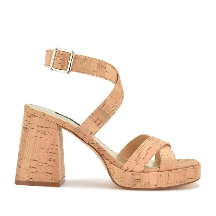 Tackle Ankle Strap Platform Sandals Natural Cork Women Nine West Sandals