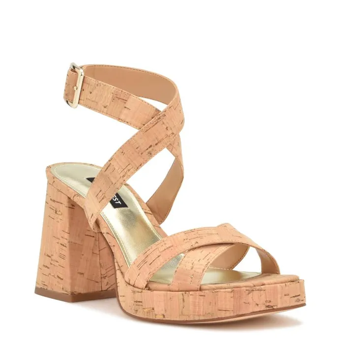 Tackle Ankle Strap Platform Sandals Natural Cork Women Nine West Sandals