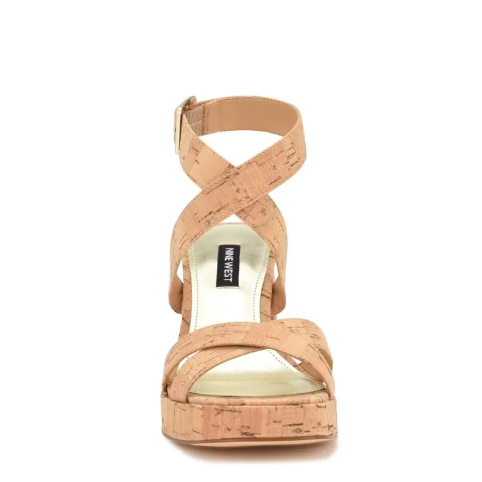 Tackle Ankle Strap Platform Sandals Natural Cork Women Nine West Sandals