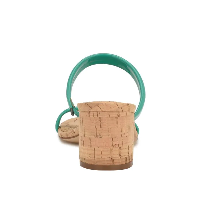 Tae Heeled Slide Sandals Emerald Green Cork Women Nine West Heels