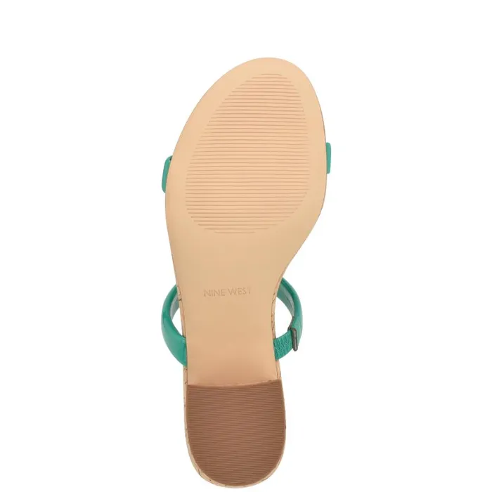 Tae Heeled Slide Sandals Emerald Green Cork Women Nine West Heels