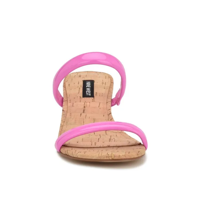 Tae Heeled Slide Sandals Neon Pink Cork Women Nine West Heels
