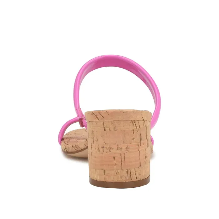 Tae Heeled Slide Sandals Neon Pink Cork Women Nine West Heels