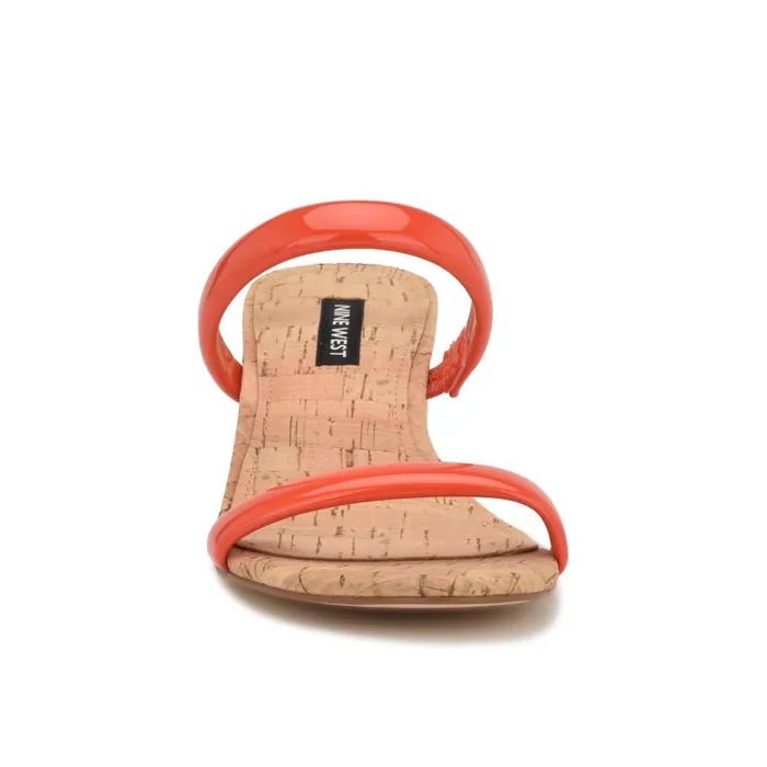 Tae Heeled Slide Sandals Orange Cork Women Nine West Heels