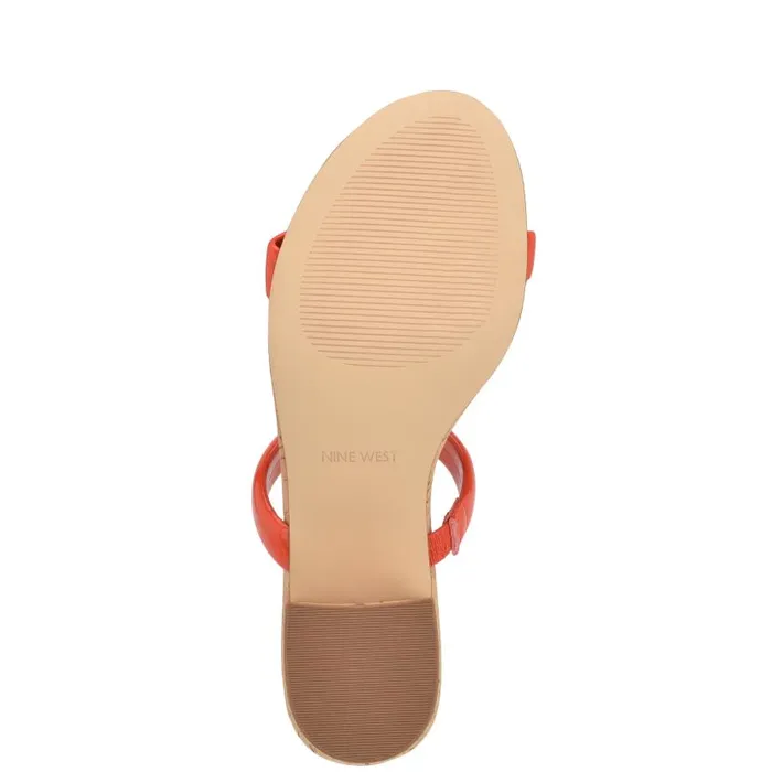 Tae Heeled Slide Sandals Orange Cork Women Nine West Heels