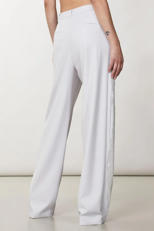 Tailleur Women Patrizia Pepe Flannel Palazzo Pants Eldorado White