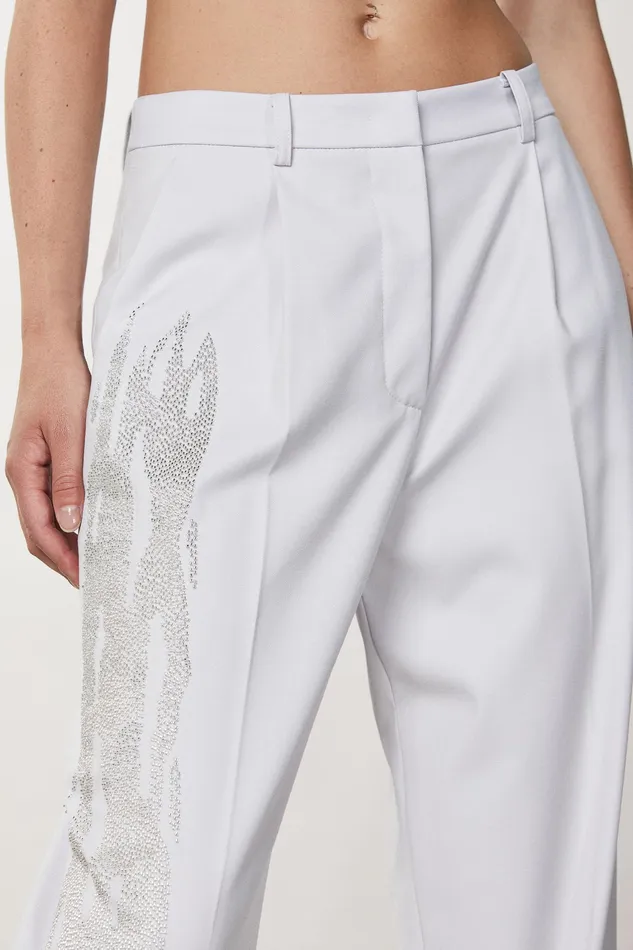 Tailleur Women Patrizia Pepe Flannel Palazzo Pants Eldorado White