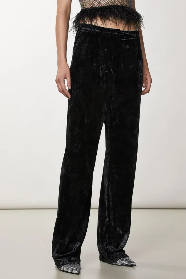Tailleur Women Patrizia Pepe Flowing Velvet Pants Nero