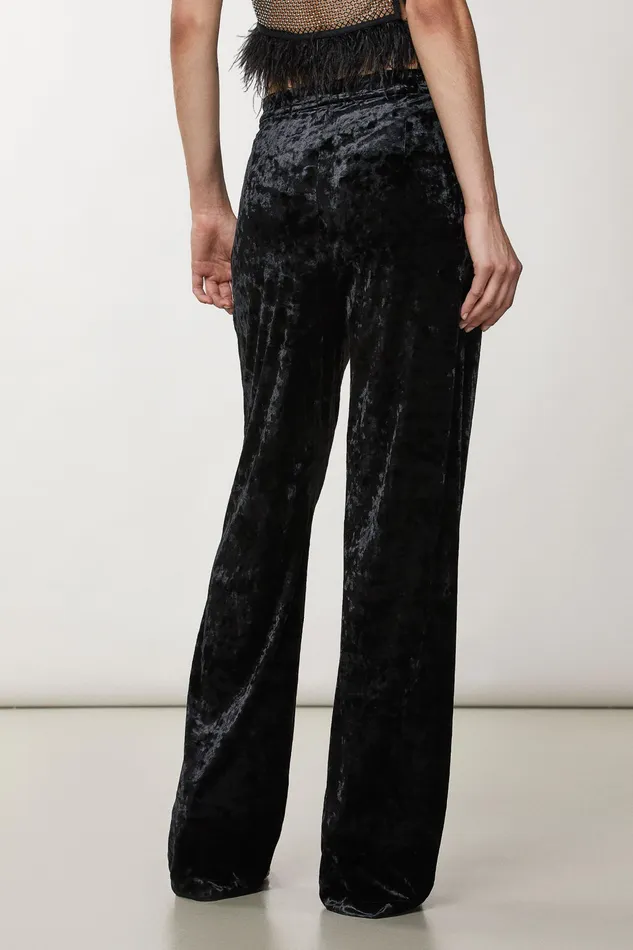 Tailleur Women Patrizia Pepe Flowing Velvet Pants Nero