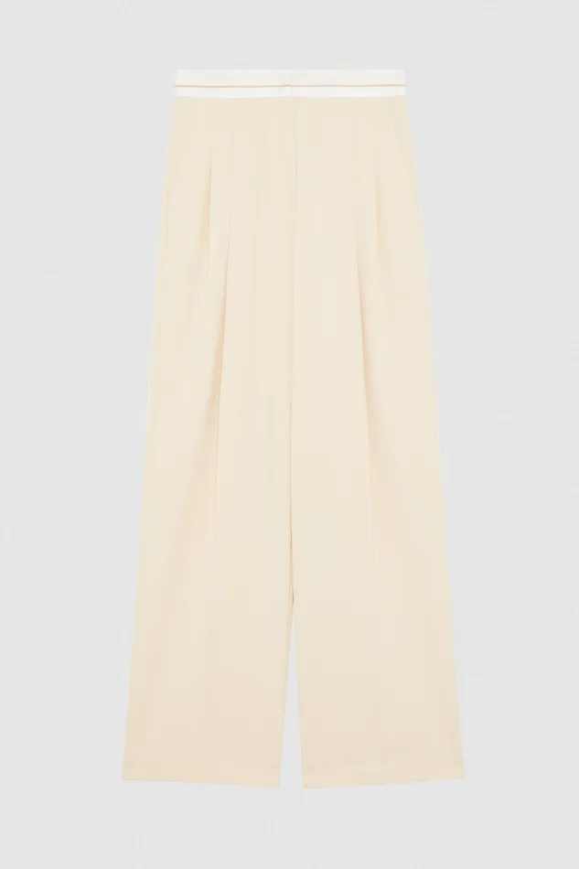 Tailleur Women Patrizia Pepe Palazzo Pants In Technical Fabric Ivory Skin