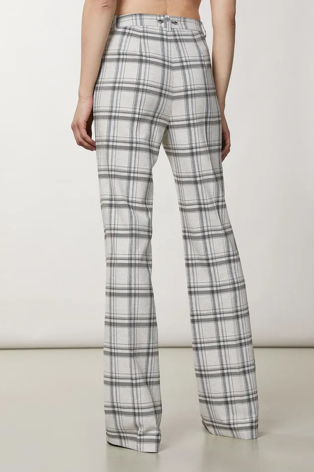Tailleur Women Patrizia Pepe Regular Fit Viscose Pants Mineral Gray Check