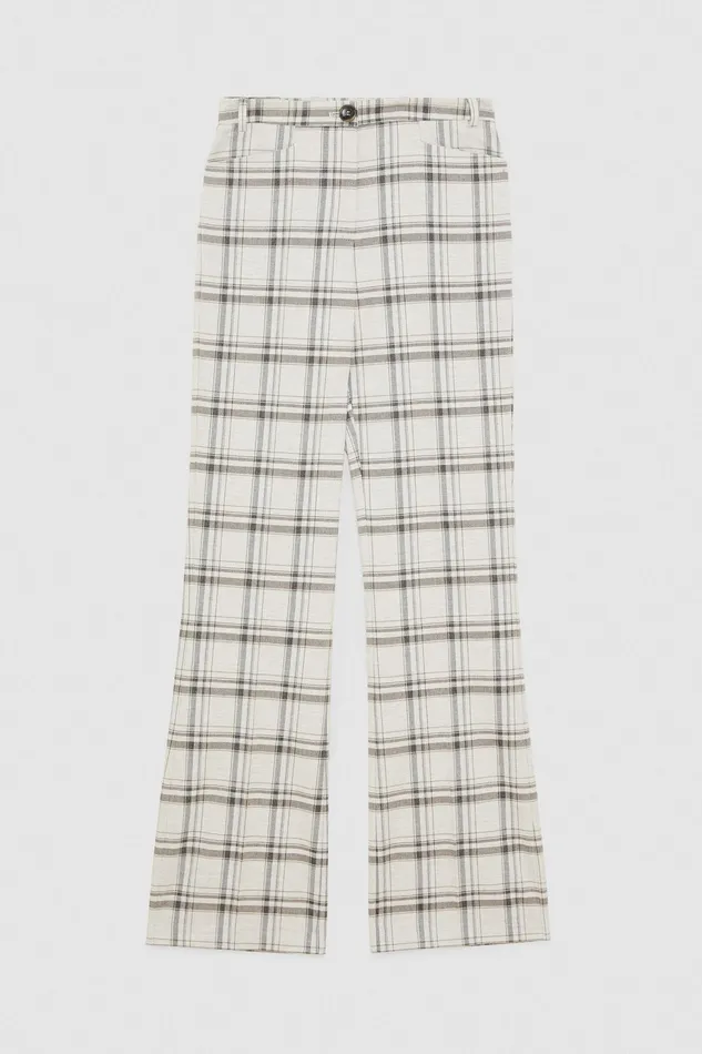 Tailleur Women Patrizia Pepe Regular Fit Viscose Pants Mineral Gray Check
