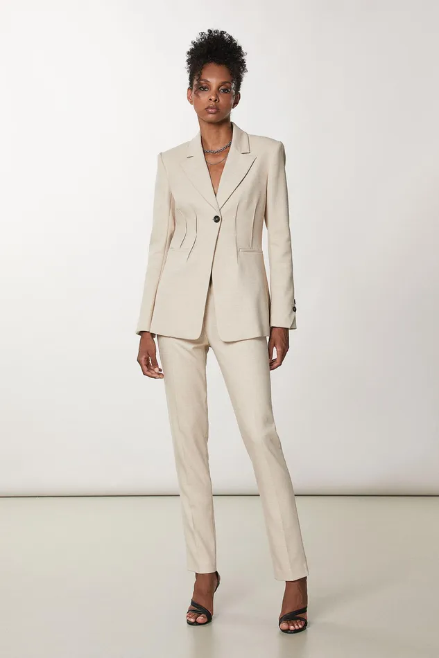 Tailleur Women Patrizia Pepe Slim Fit Canvas Pants Craft Beige Melange
