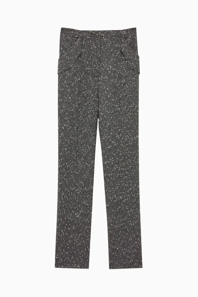 Tailleur Women Patrizia Pepe Slim Fit Tweed Pants Pepper Blackandwhite