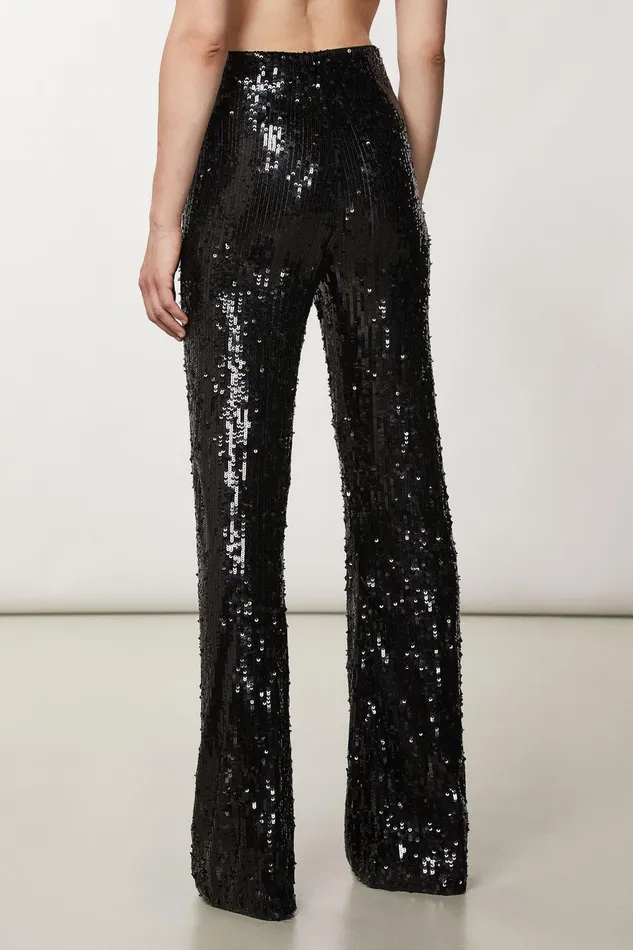 Tailleur Women Patrizia Pepe Tulle Pants With Sequins Nero