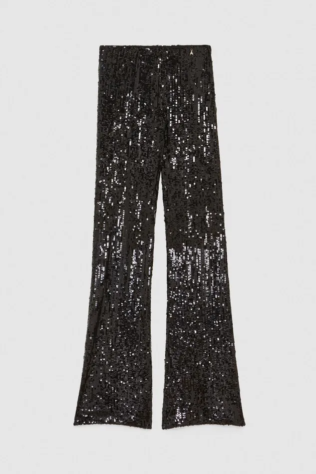 Tailleur Women Patrizia Pepe Tulle Pants With Sequins Nero