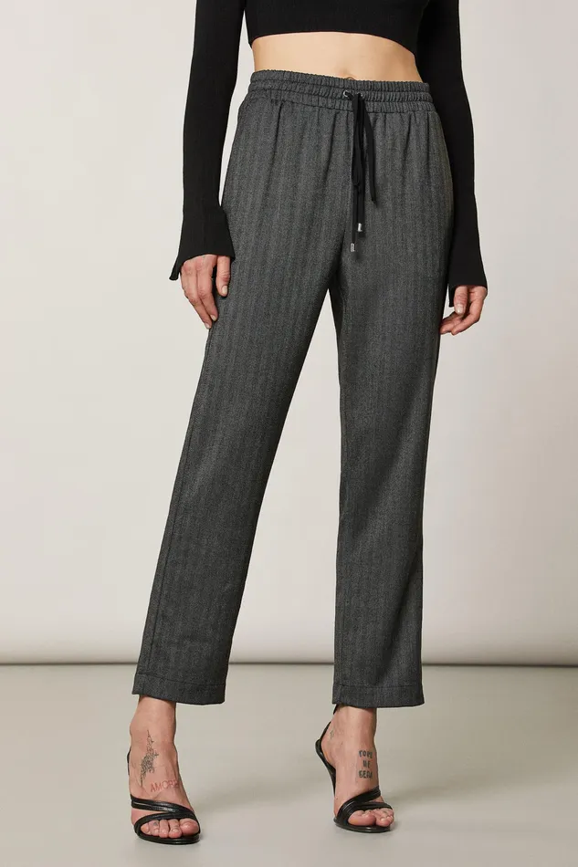 Tailleur Women Patrizia Pepe Viscose Ankle Pants Dark Gray Texture