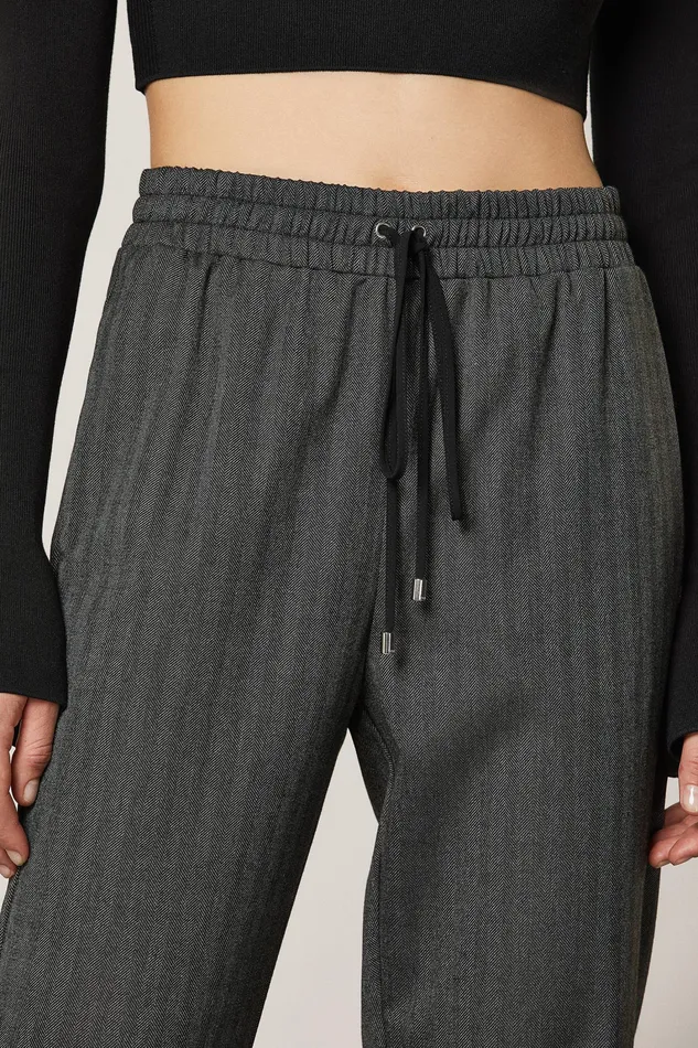 Tailleur Women Patrizia Pepe Viscose Ankle Pants Dark Gray Texture