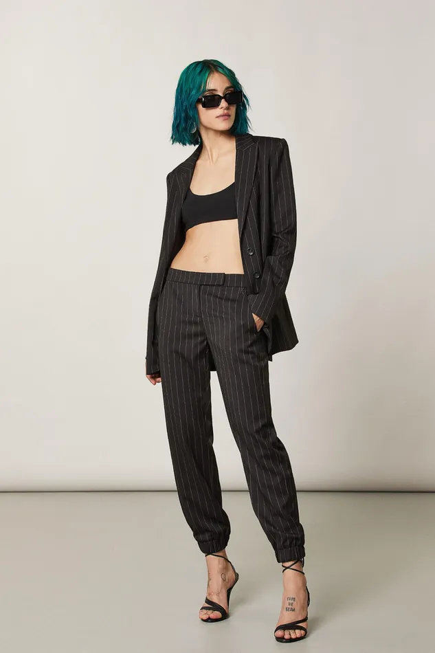 Tailleur Women Patrizia Pepe Viscose Jogging Pants Blackandbeige Stripes