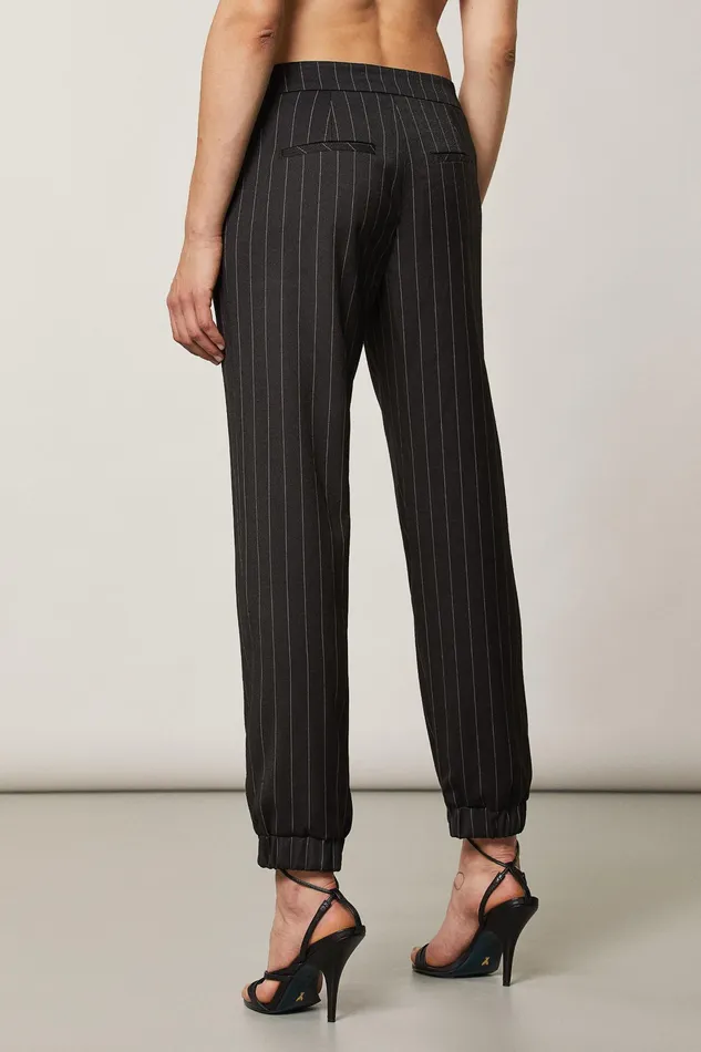 Tailleur Women Patrizia Pepe Viscose Jogging Pants Blackandbeige Stripes